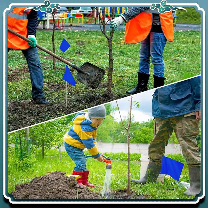 A67K-Marking Flags Marker Flags For Lawn 60 Pack, PVC Small Flags,Marking Flags Lawn Flags, Garden Flags,Survey Flags,Blue