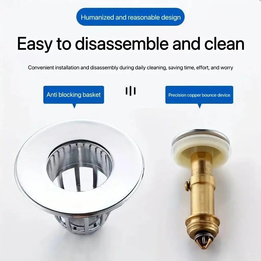 1-3PCS Bathroom shower sink filter plug, hair sink filter, kitchen bathtub plug, rebound press