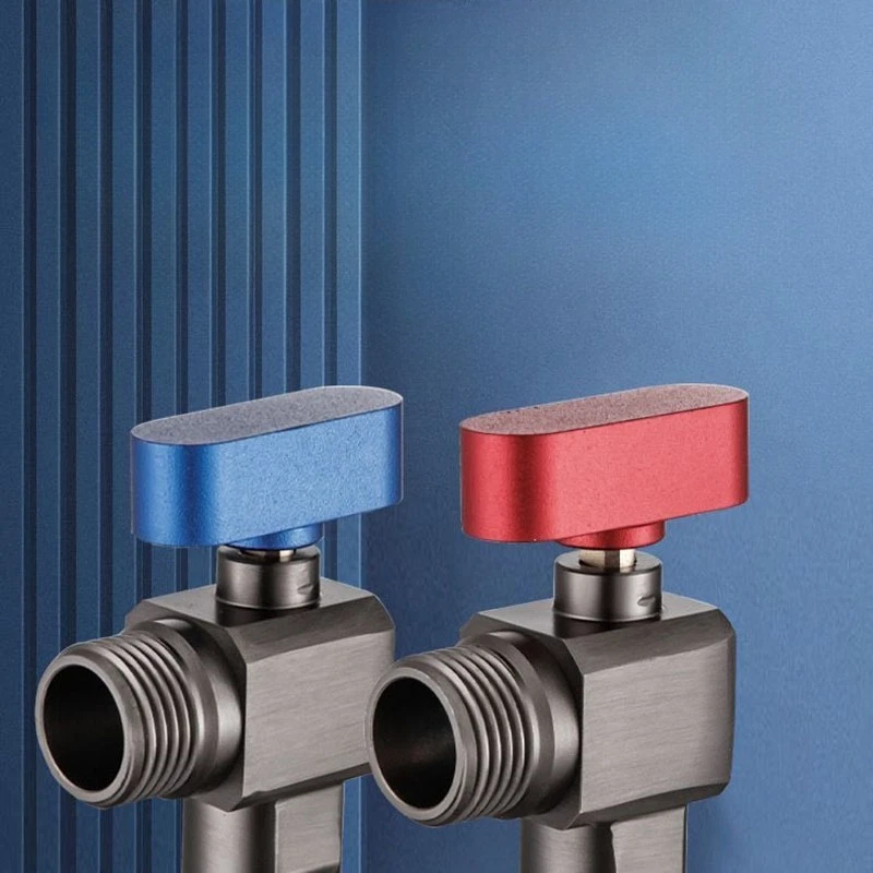 صمام زاوية بارد وساخن 4 نقاط، سخان مياه منزلي من الفولاذ المقاوم للصدأ، صمام كروي كبير التدفق، صمام زاوية مستقيم #6