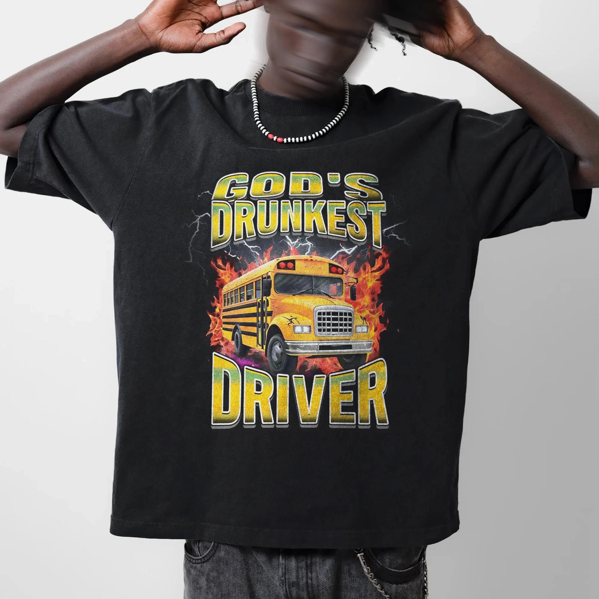 

God's Drunkest Driver T-Shirt: Funny Meme Offensive Tee Summer Men's and Women's Loose and Breathable T-shirt Top