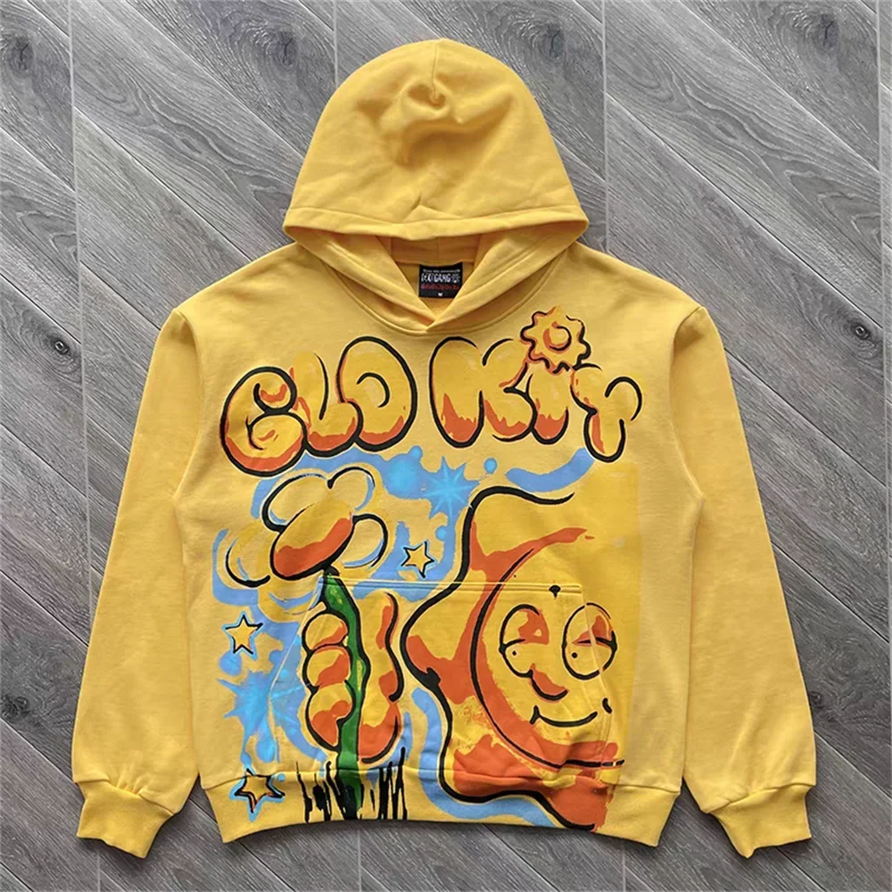 

Yellow Glo Gang Sunny Smiling Face Hoodie Men Women 1:1 High Quality Oversize Hooded