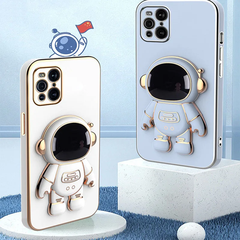 

10pcs Astronaut Plating Stand Holder Phone Case for iPhone 13 Pro Max 12 Mini 11 XS Max X XR 6 6S 7 8 Plus SE 2020 Square Cover