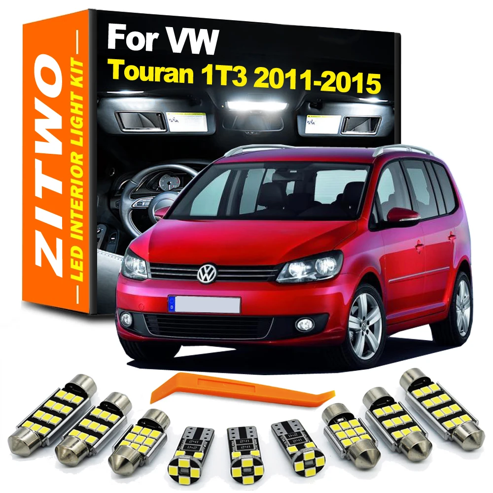 ZITWO 13Pcs Canbus No Error Car LED Interior Light Kit Dla VW Volkswagen Touran 1T 1T3 2011 2012 2013 2014 2015 Lampa przeciwsłoneczna