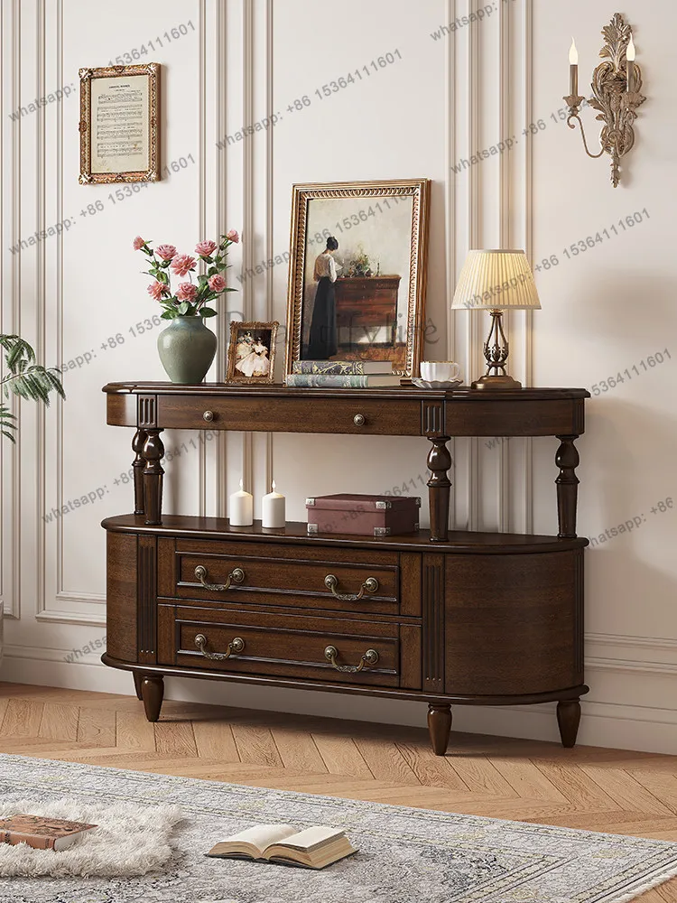 American porch cabinet retro rural solid wood household semicircular large-capacity locker