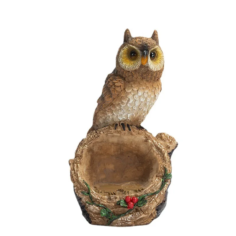 Home Art Craft Cute Decoration Owl Shape Resin Desktop Lifelike Indoor Garden Figurine Ornament Outdoor Anti-bird Collection