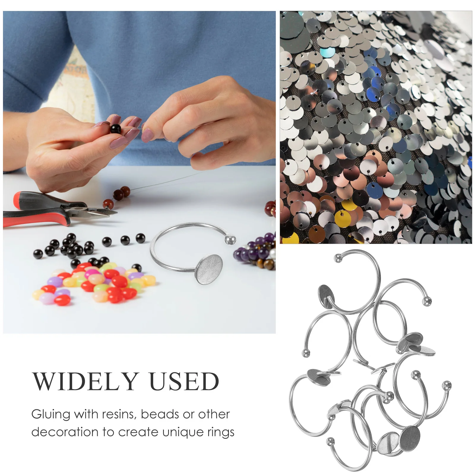 

10Pcs Metal Ring Blanks for Jewelry Making Adjustable DIY Ring Base Bezel Craft Accessories Rings Parts Finger Rings Accessories