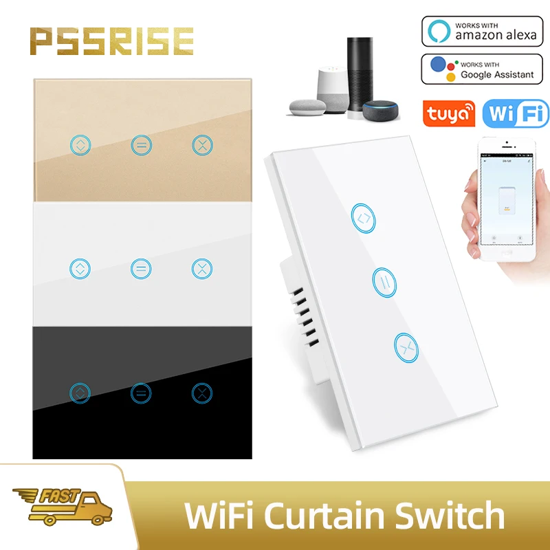 

PSSRISE Tuya WiFi Electric curtain switch Touch Smart Life APP Voice Control Lamp Switch Work with Alexa Google Home Wireless