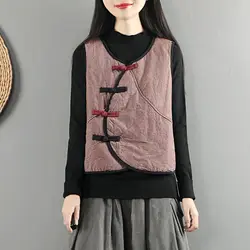 Women Vintage Grid Tang Suit Vests 2026 New Spring Autumn Sleeveless Jacket Cotton Coat Warm Clothes Female Cheongsam Vests