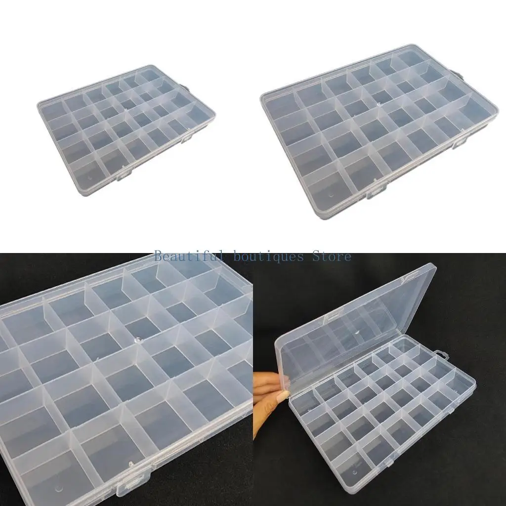 

U4LF Plastic Organizers Container Storage Box 24Divider Compartment for Jewelry