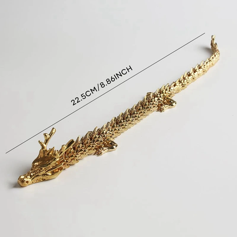 ABKO-2PCS dragão dourado com articulações móveis, estatuetas colecionáveis de dragão do zodíaco chinês, ornamento de decoração de mesa, estátua de dragão 3d
