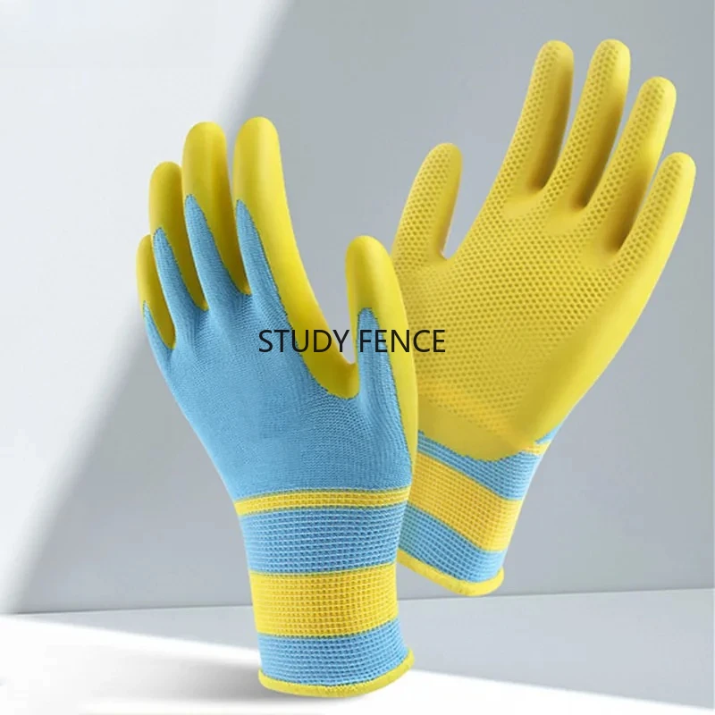 

6 Pairs Rubber Anti Slip and Wear-resistant Work Gloves Cleaning Tools Garden Greening Gloves Household Daily Necessities