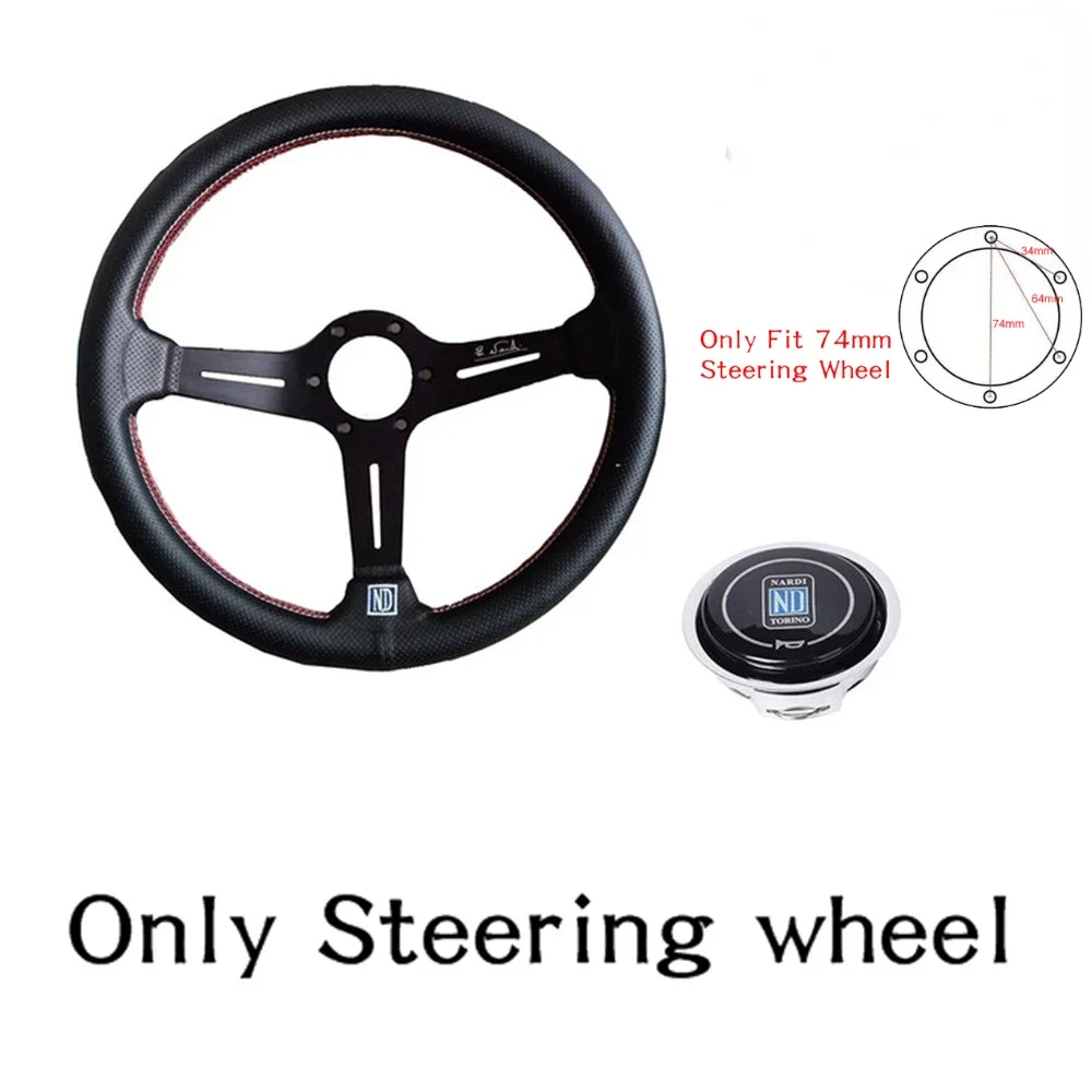 ND 14 Inch 350mm Universal  Leather Auto Racing Steering Wheel Deep Corn Drifting Sport Steering Wheel Car Accessories NARDI