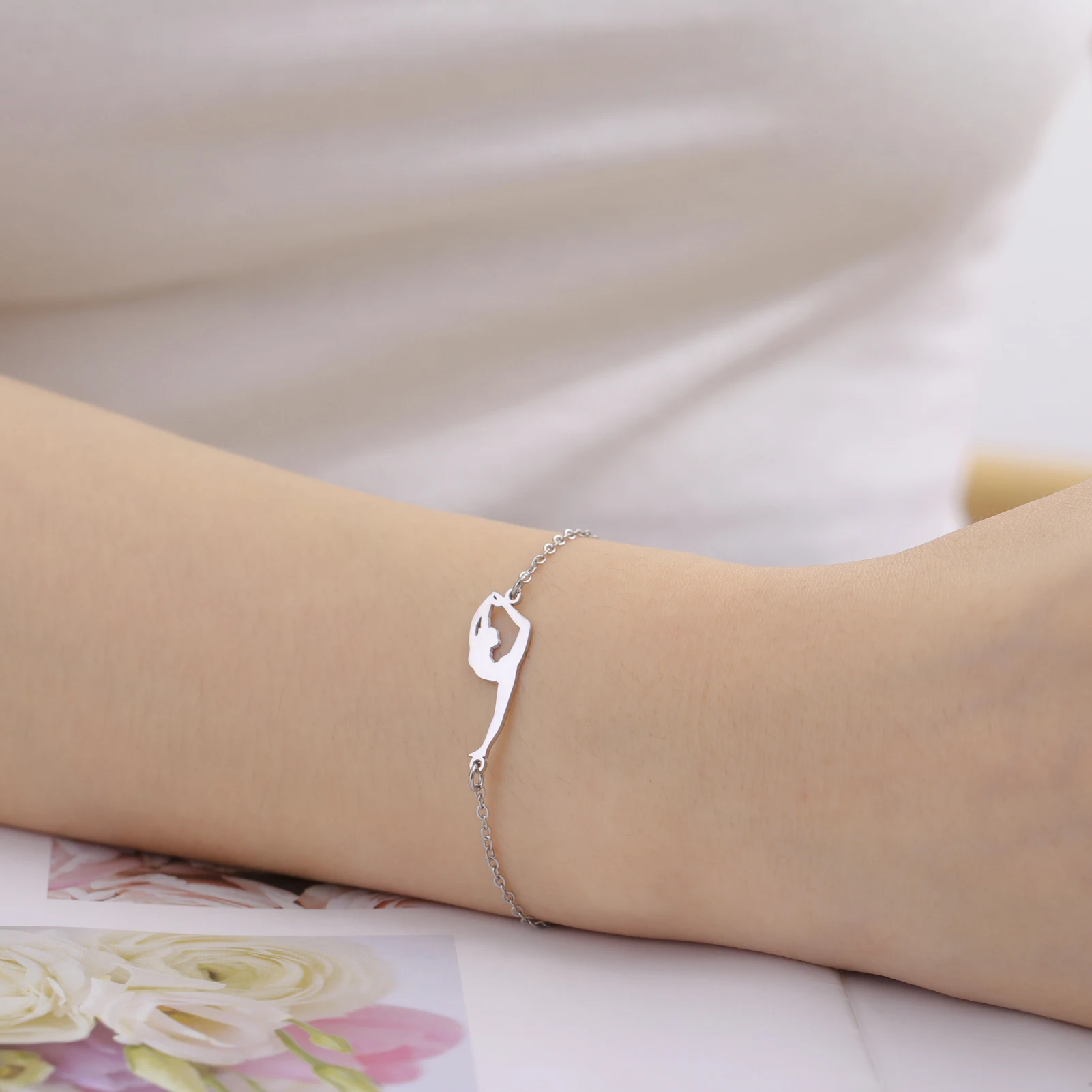 Unift Rhythmic Gymnastics Bracelets Women Stainless Steel Sports Jewelry Trendy Gift for Dancer Daughter Gymnast Birthday Gift