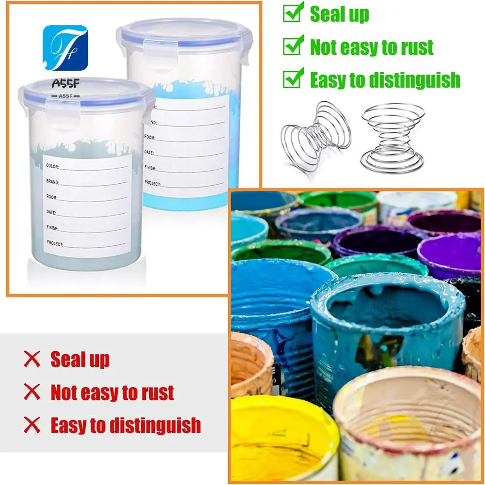 A55F-8 Sets Paint Container Plastic With Stainless Steel Mixing Ball Touch Up Paint Storage Cups For Repainting Leftover Paint,1