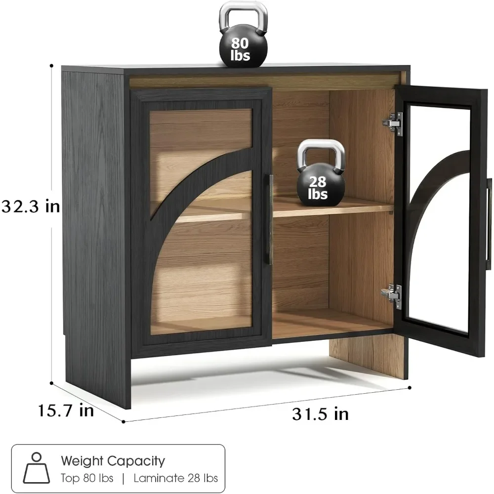 3pcs Kitchen Pantry Cabinet Storage Pantry Furniture Glass Door Pantry Storage Cabinet Adjustable Shelf