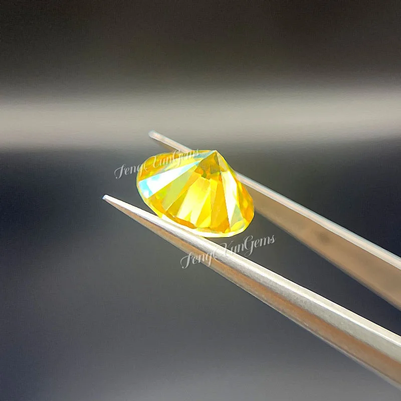 

[Factory Price] Loose Moissanite Stones Golden Yellow 0.1~6ct Shining Round shape VVS1 Clarity Lab Grown Diamonds for Jewelry