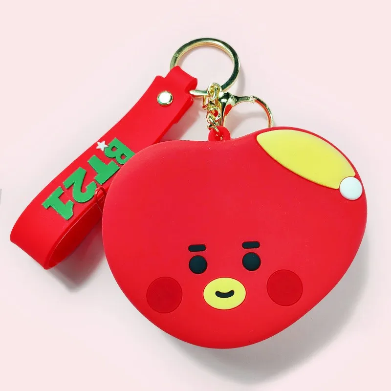 Kawaii Cartoon Bt21 Small Animal Silicone Coin Purse Cute Backpack Keychain Pendant Headphone Jewelry Storage Bag Boy Girl Gift