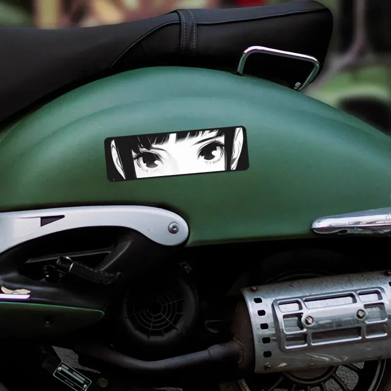 1Set Black White Anime Girl Eyes Vinyl Sticker Waterproof Itasha Decal for Car Window Motorcycle Helmet Laptop
