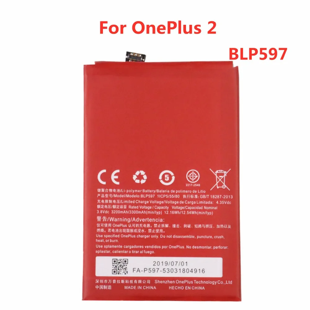 

BLP597 Original Phone Battery 3300mAh For OnePlus 2 A2001 High Quality Replacement Batteries Bateria In Stock