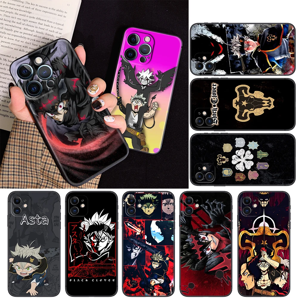 Custodia morbida in silicone anime Asta Black Clover per iPhone 16 15 14 Plus 13 12 11 X XS XR Pro Max SE