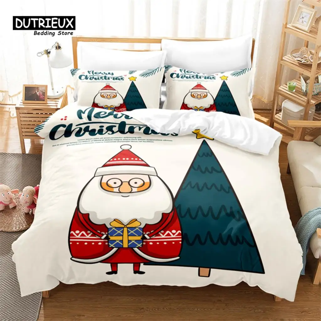 Christmas Bedding Set, Santa Claus Duvet Cover Set, Soft Comfortable Breathable Duvet Cover, For Bedroom Guest Room Decor