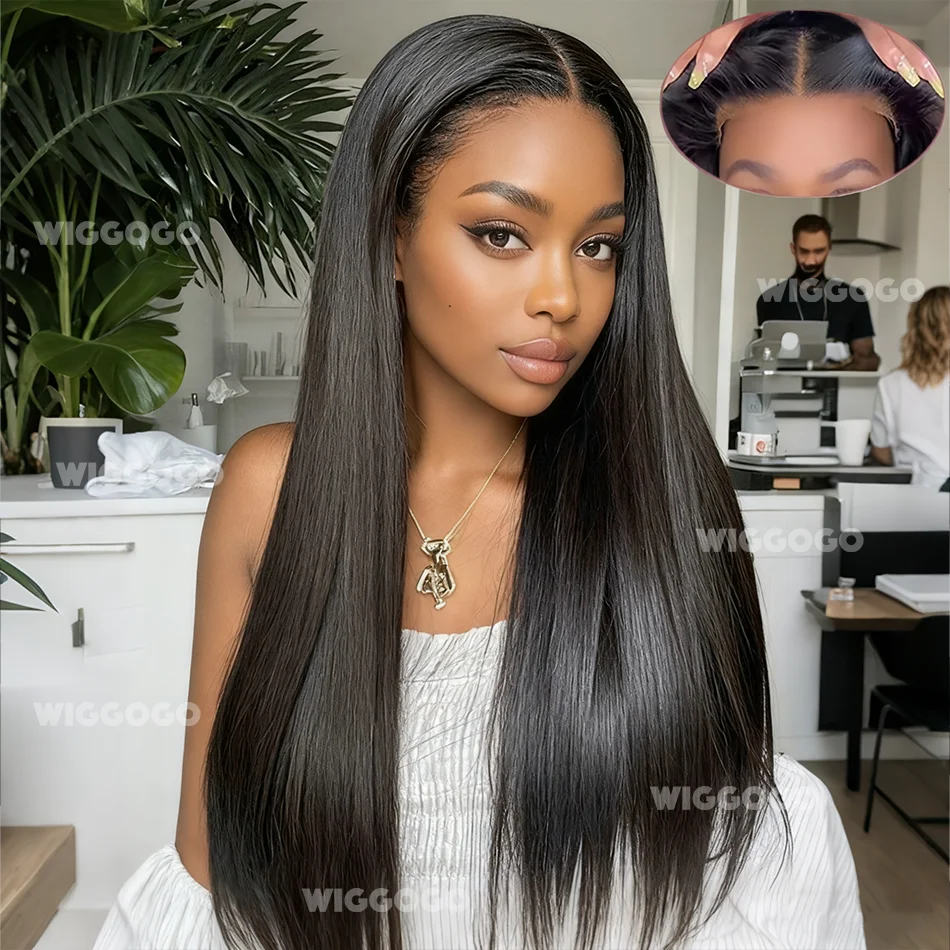 

Glueless Wigs Bone Straight Wigs Human Hair Ready To Wear Wig 4X4 Pre Plucked Pre Cut Wig 5X5 Brazilian 100% Closure Wig