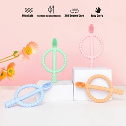 Jouets à mâcher de dentition 2 en 1 pour bébé, brosse à dents en silicone résistant à 360, accessoires doux pour bébé, soins bucco-dentaires pour bébé, TeWindsor