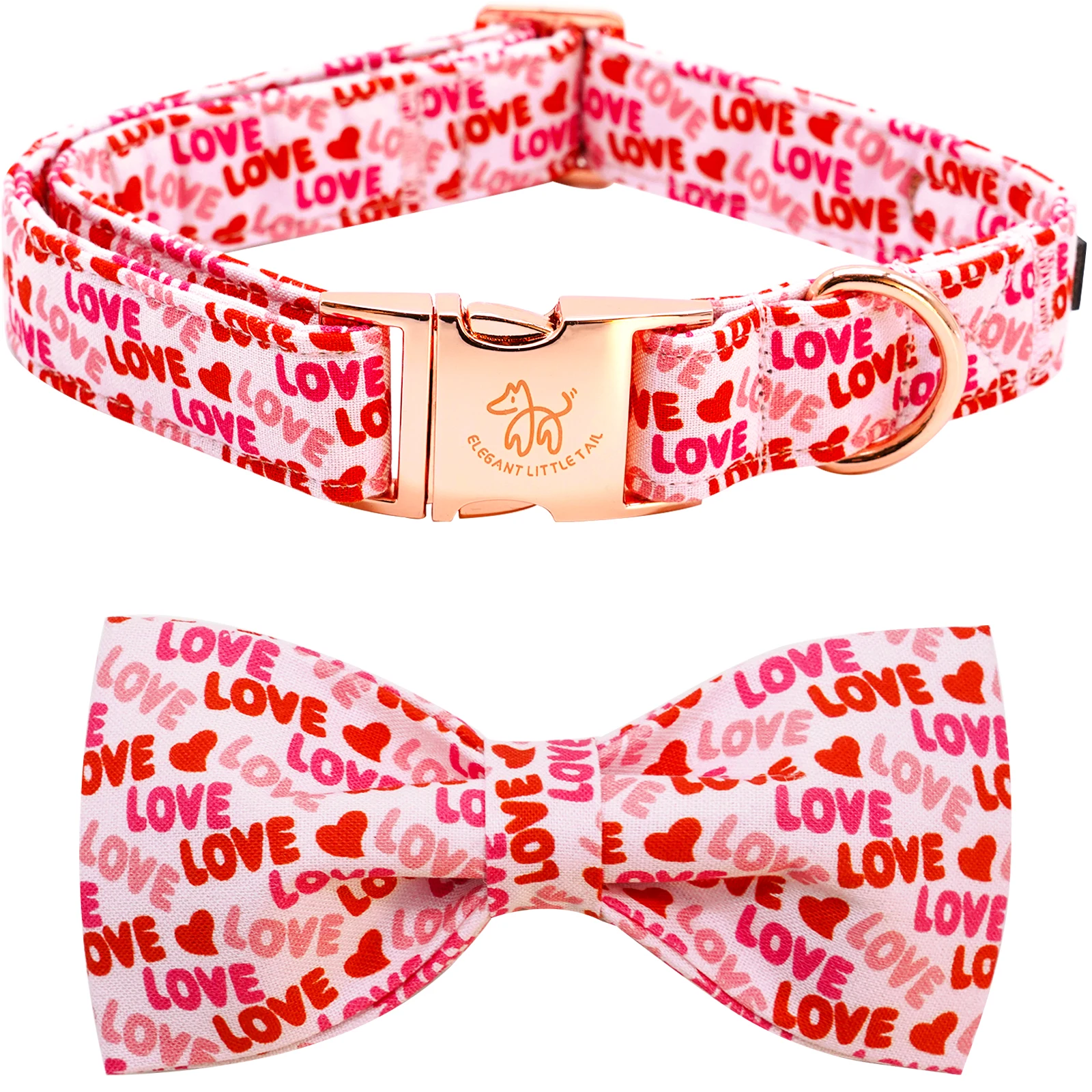 Elegant little tail Valentine's Day Dog Collar Valentine's Day Dog Collar with Bow Heart Dog Collar Cute Girl or Boy Dog Collar