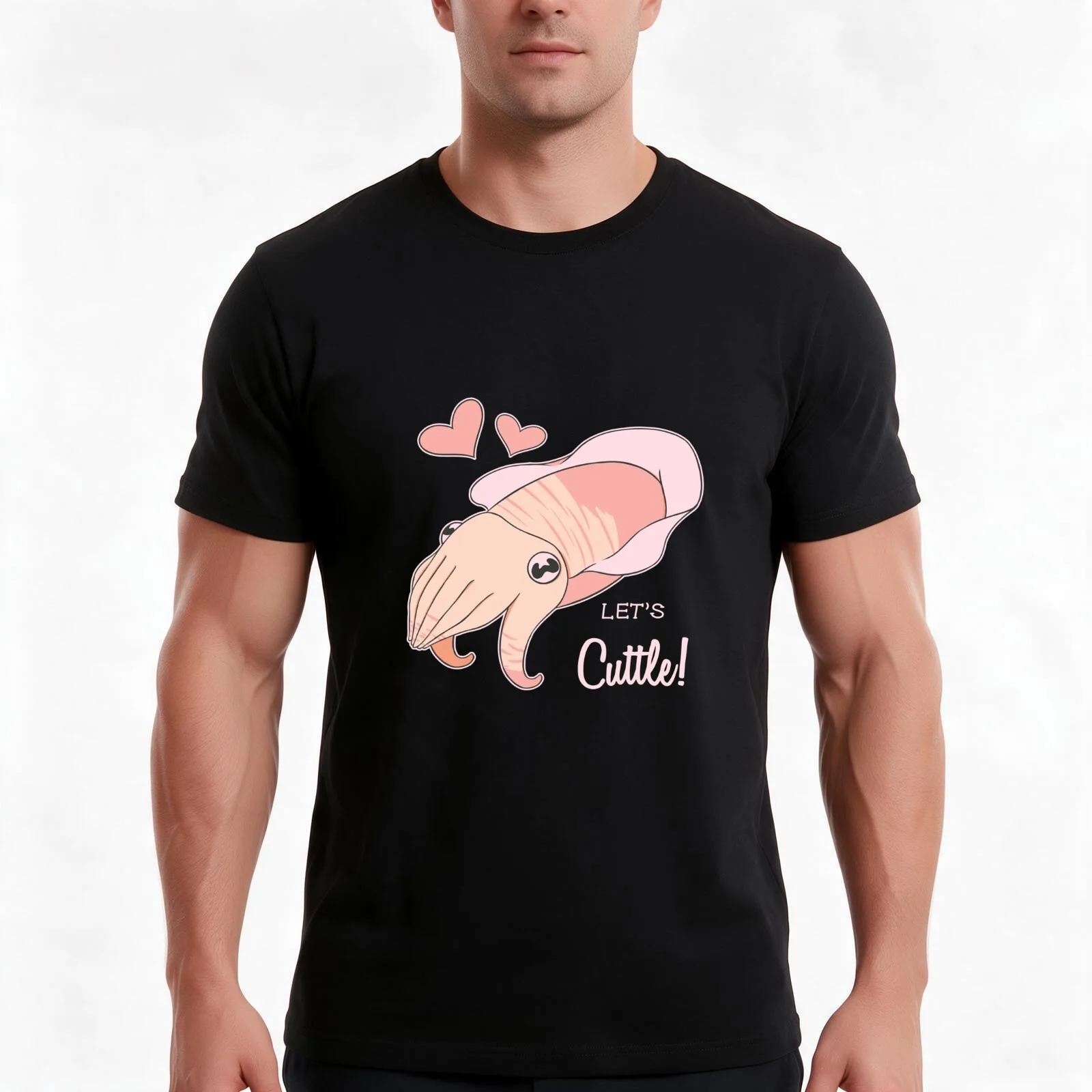 Let'S Cuttle Funny Cuttlefish Cuddle Pun Hoodie T-Shirt, Summer Casual Cotton Tee, Oversized Streetwear Tops, Unisex Men Women