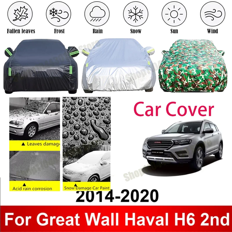 for Great Wall Haval H6 2nd 2014-2020 210T Polyester All-Weather Outdoor Car Cover Waterproof Anti-UV Dustproof Exterior