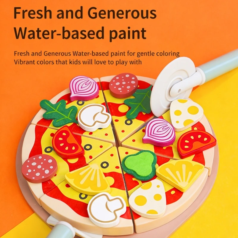 

Деревянная кухонная игрушка для пиццы, ролевая игра, игрушка для резки для детей с функцией нарезки и ярким обучающим 15UB