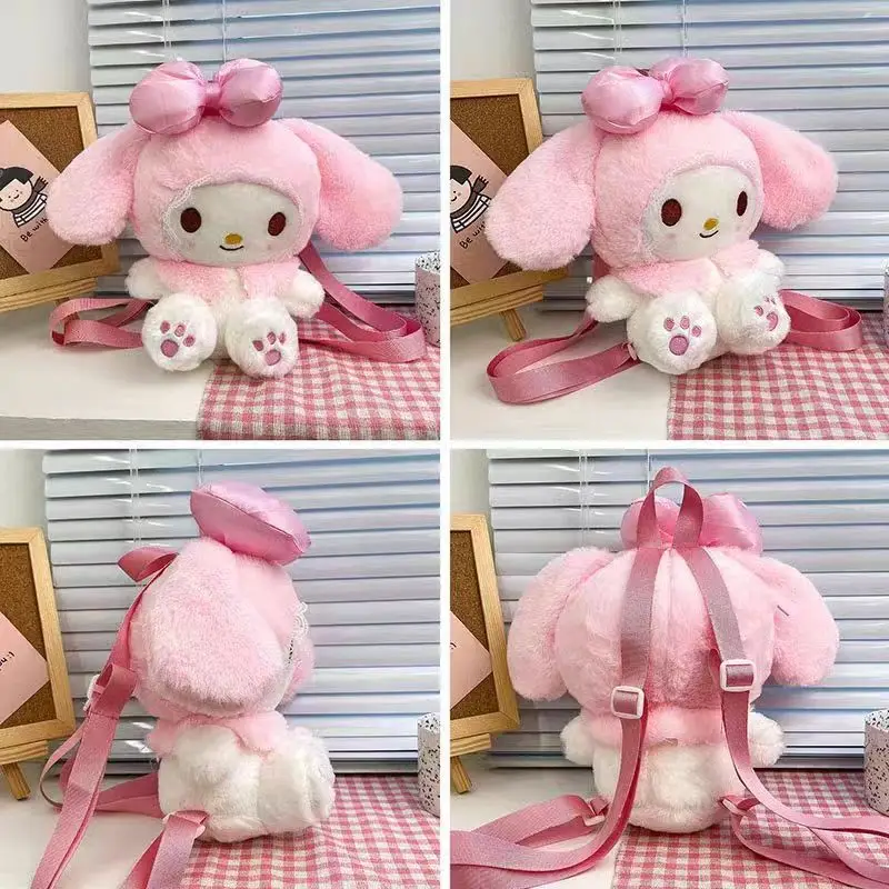 

22cm Kawaii Sanrio Melody Plush Backpack Cute Stuffed Animals Dolls Toys Plushie Bag Anime Cartoon Shoulder Backpacks Girl Gifts