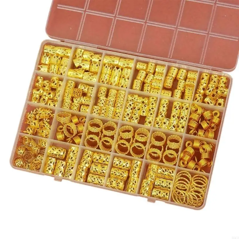 

M6CD 210pack Dirty Braids Beads Rings Dreadlocks Beads Clip Circle Hair Dreadlocks