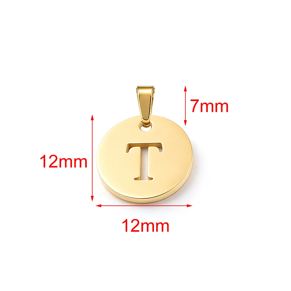 Fnixtar 26pcs A-Z Stainless Steel Round Letters Charms Pendants With Clasp For DIY Name Jewelry Necklace Birthday Gifts