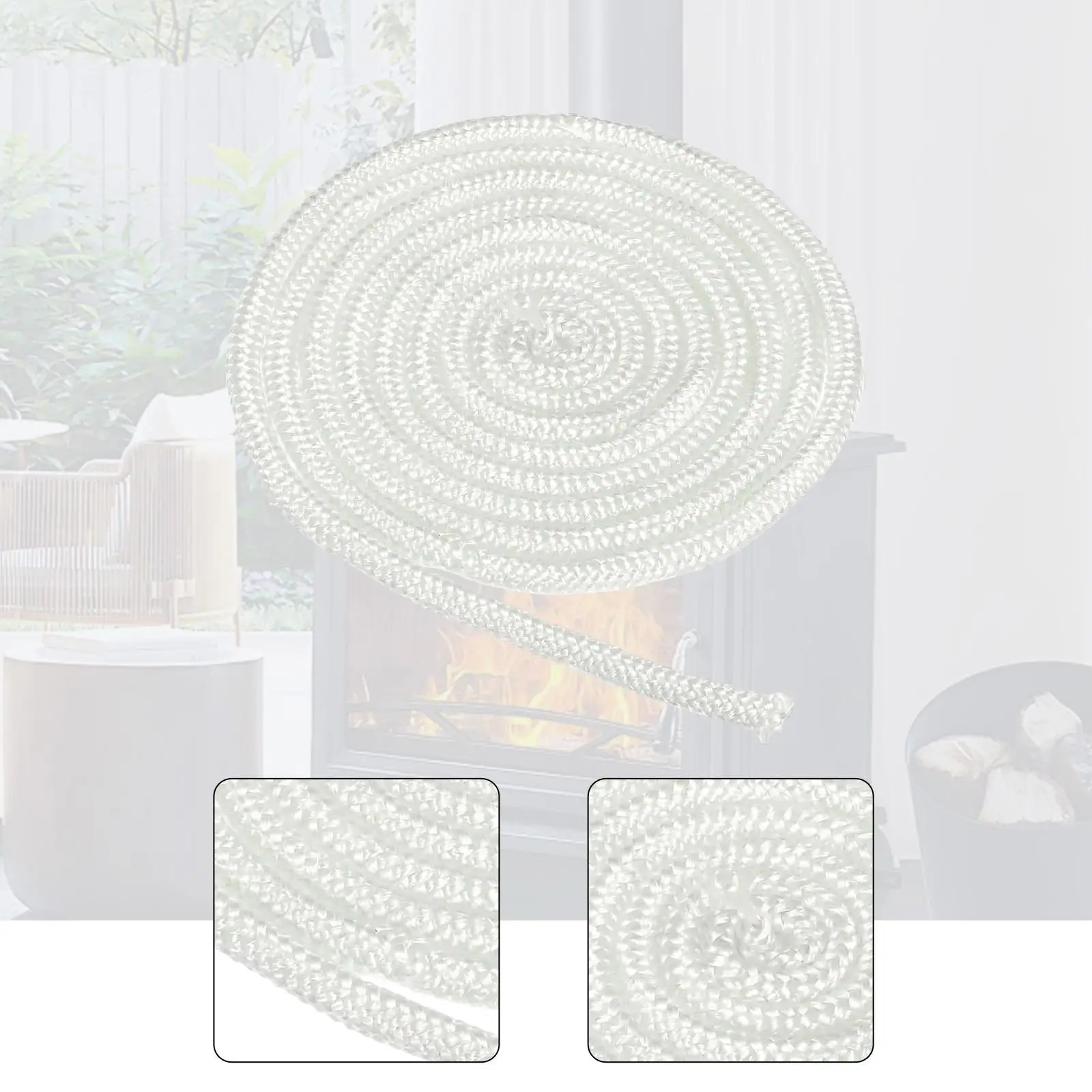 Ceramic Style Fireproof Rope for Stoves 6mm Fiberglass Sealing Cord High Temp 2.2m for Fireplace Door Gasket