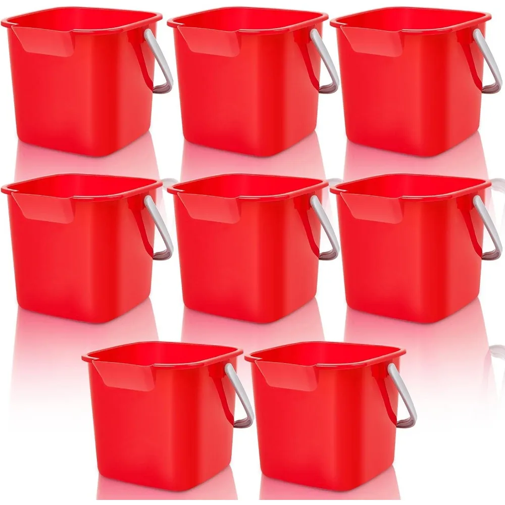 

8 Pack 3 Quart Square Cleaning Bucket with Spout and Handle for Kitchen Home Office