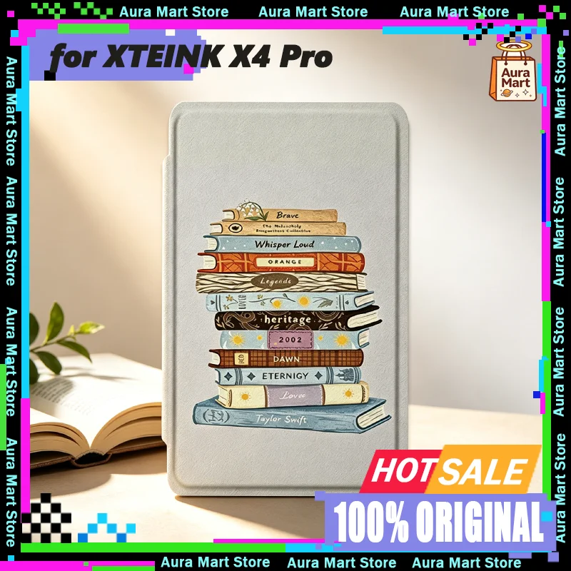 Book Style Case For XTEINK X4 Pro X3 E-Reader Protective Cover Slim Lightweight Shockproof Clear Back Shell Cute Art Design