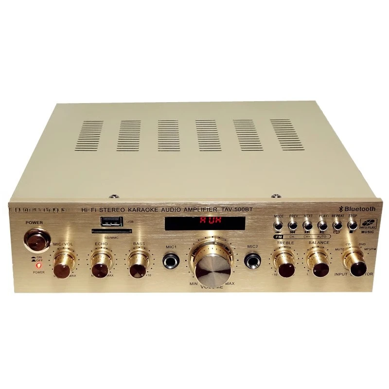 

2-Channel high-power power amplifier with Bluetooth radio display HIFI professional Karaoke 2.0 plug-in card power amplifier