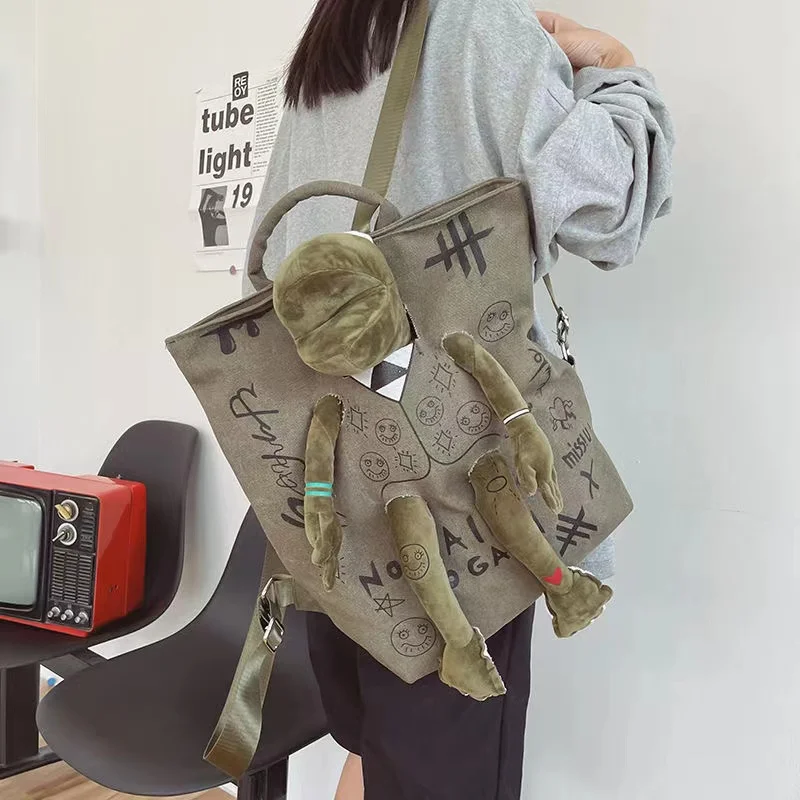 

Ins Fashion Frog Funny Backpack for Men and Women's Leisure 2024 New Doll Backpack Versatile Trendy Cool Student Carry Bag