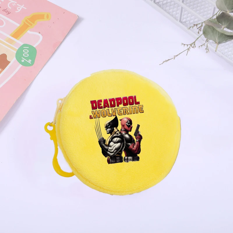 Deadpool Wolverine Plush Coin Purses Anime Marvels Round Wallets Portable Mini Pouch Fashion Key Organizer Storage Bag Xmas Gift