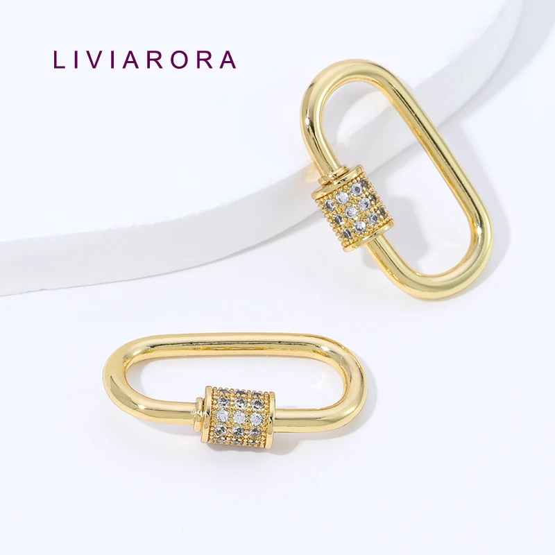 18K Gold Plated Brass Metal Rectangle Connector Clasps For Jewelry Making Inlaid Zircon Clasps For DIY Jewelry Making Supplies
