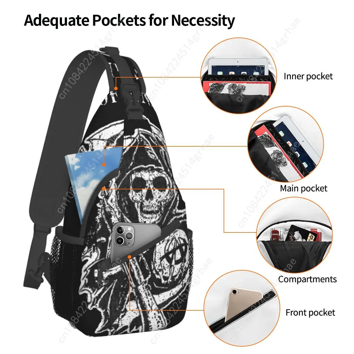 Sons Of Anarchy Crossbody Sling Bag Men Women Chest Bag The TV Series Shoulder Backpack Daypack for Travel Hiking Travel Bookbag