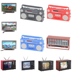 1:12 casa delle bambole in miniatura Retro TV Radio registratore videocamera simulazione TV fonografo macchina da cucire modello accessori per bambole giocattolo decorativo