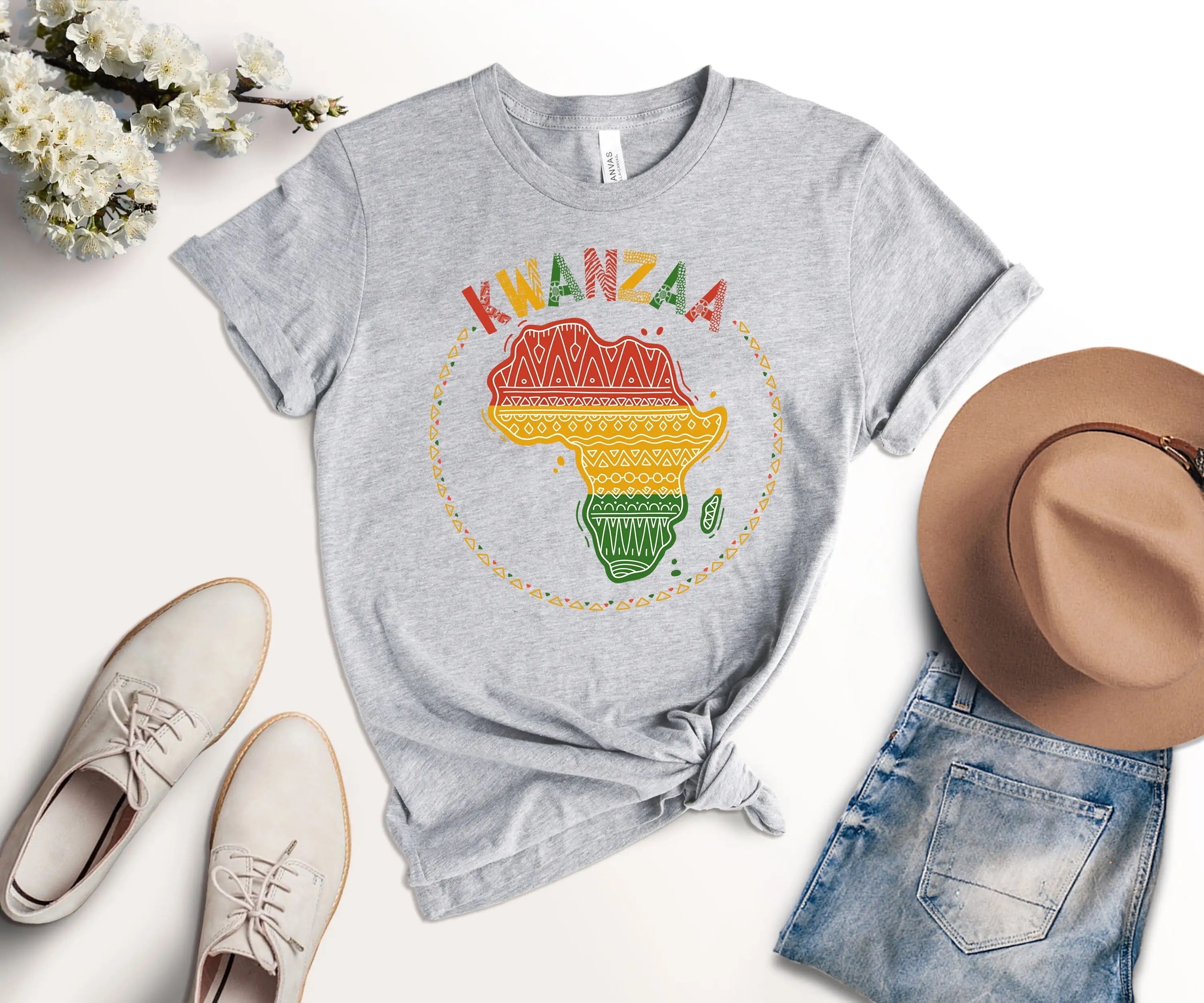 Kwanzaa Africa Map T Shirt Happy Gift Holiday Celebration Traditional