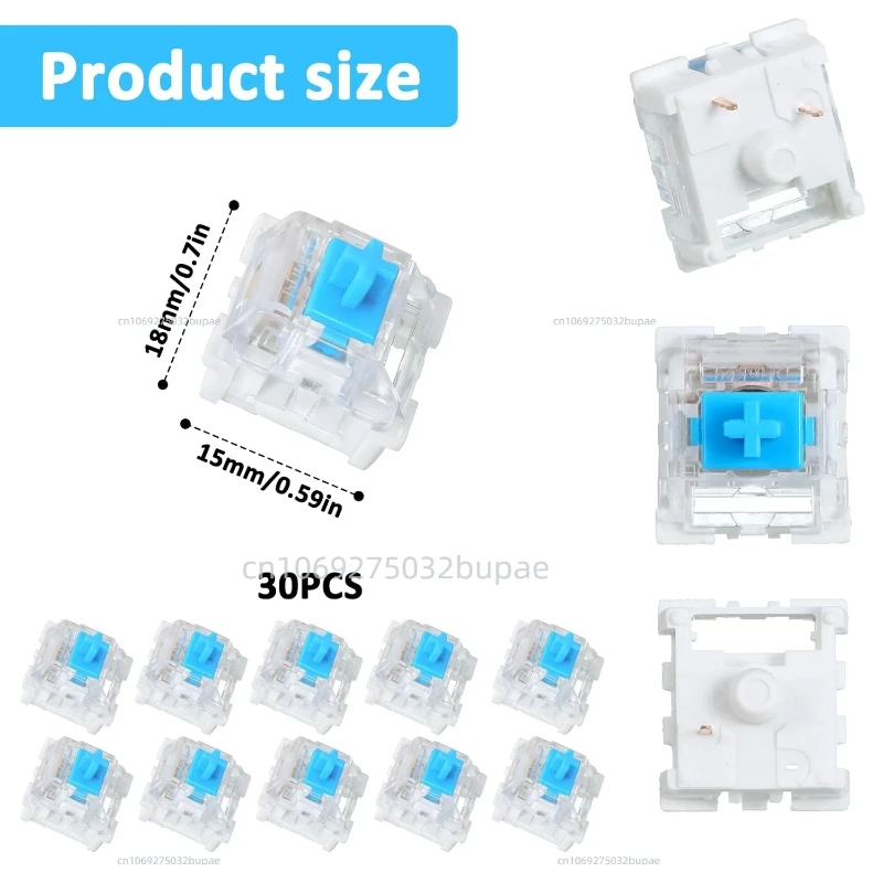 Blue Mechanical Keyboard Switches 3Pin Clicky Tactile Keycap Hot Swap Key Switch for Custom Mechanical Gaming Keyboard Keycaps - view 2