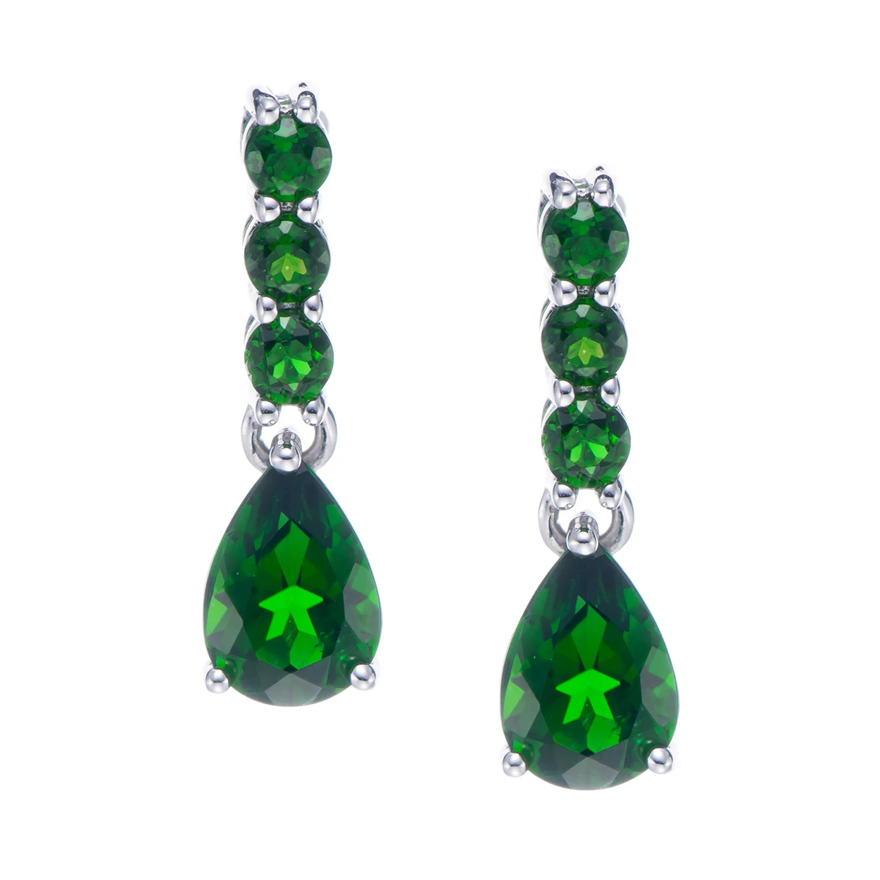 

GESIDE 5x7mm Chrome diopside Rhodium Over Sterling Silver Earrings