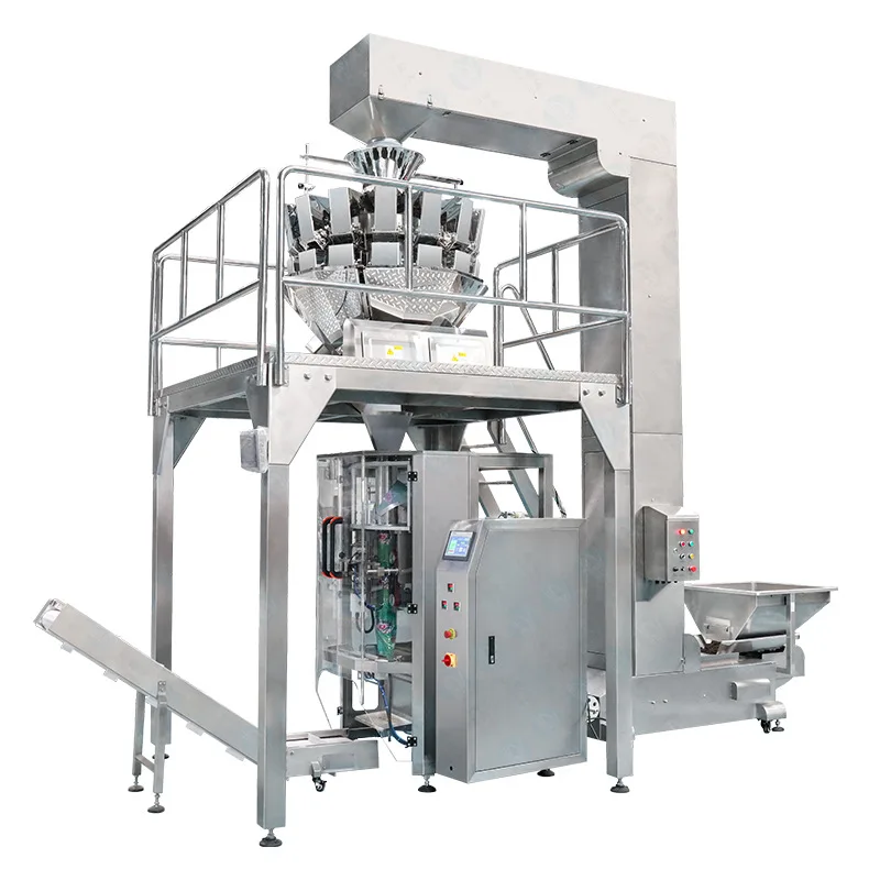 

Vertical automatic potato chip packaging equipment, pot snack nitrogen filling and sealing sub-packing machine, puffed food pack