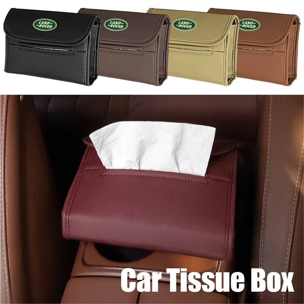 1Pcs Car Leather Hanging Tissue Box Seat Back Napkin Paper Storage Bag For Landrover SVR Discovery Velar Evoque Range Rover L322