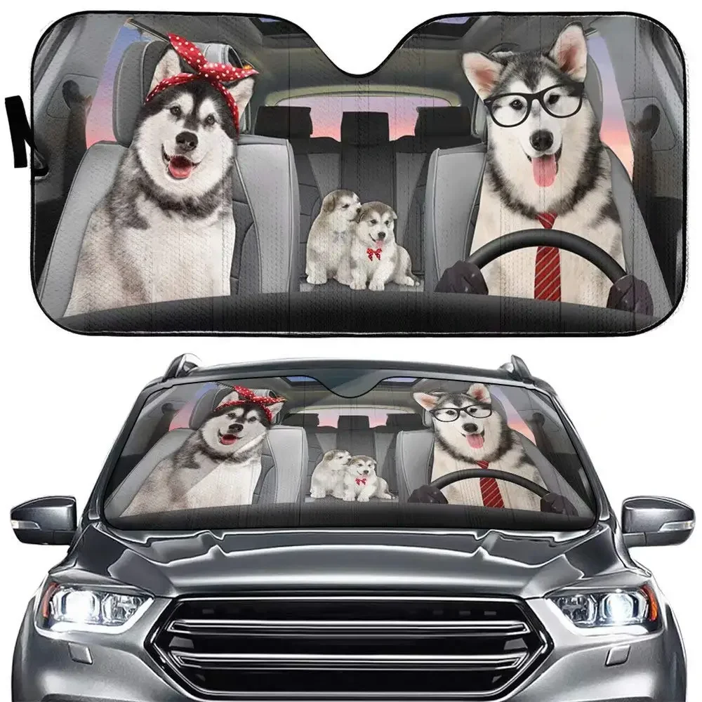 Husky Hund Fahrer Auto Windschutz scheibe Sonnenschutz Welpen Haustier Familie Auto Frontscheibe Sonnenschutz Tier Auto Anti-Sonnenlicht Auto Abdeckung