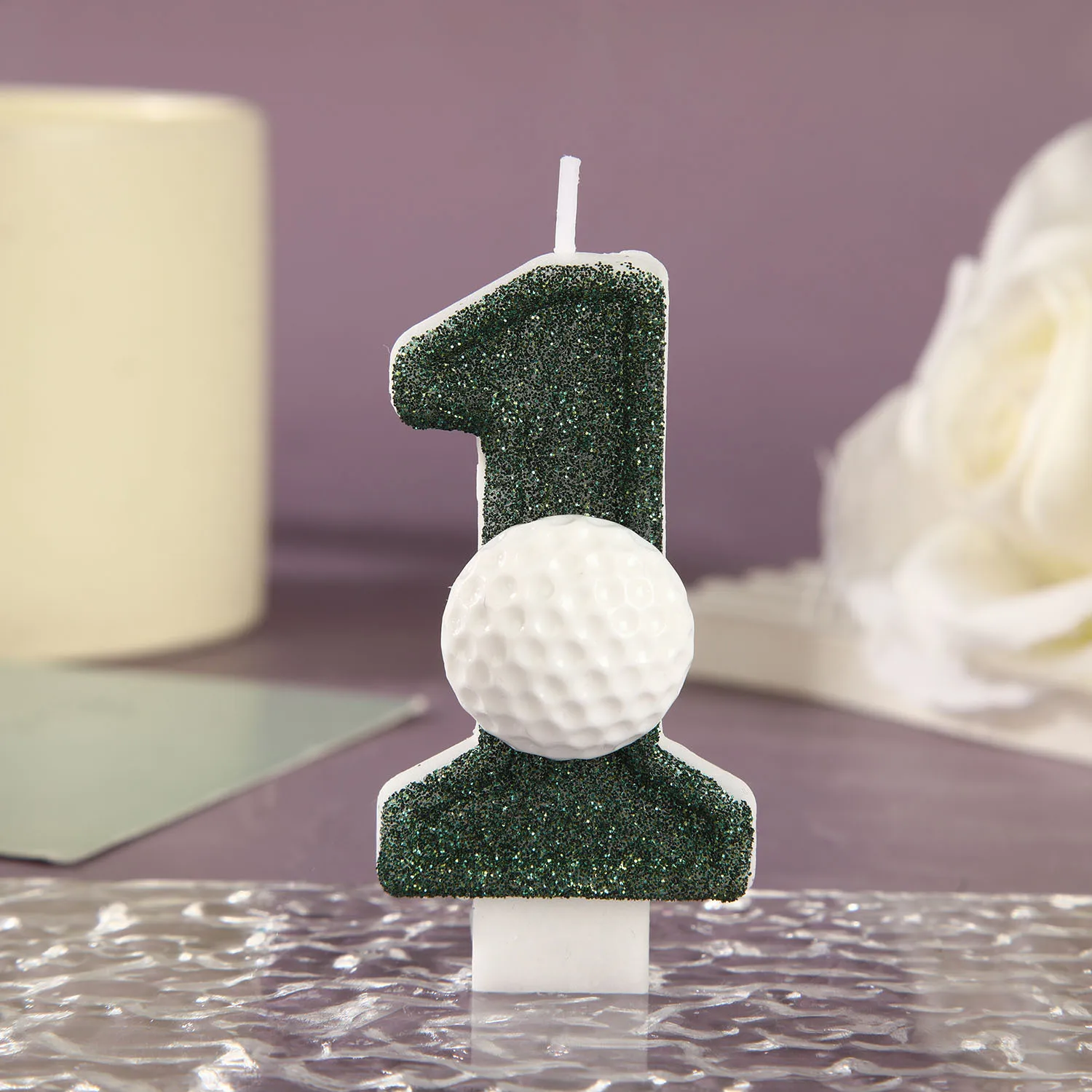 Dark Green Sequined Birthday Candles 0-9 White Golf Ball Number Candles Dessert Cake Plug-in Festive Party Atmosphere Decoration